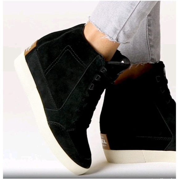 Sorel Shoes - Sorel Out n About Wedge Shoes Suede Ankle Boot Black Lace Sneakers Women's 8.5